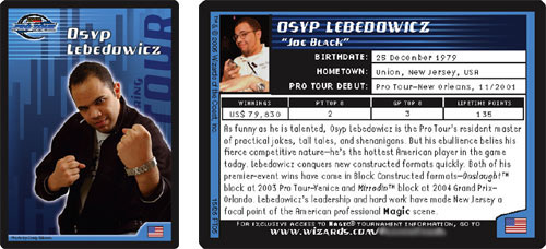 Front and back side of a baseball-like trading card of Osyp Lebedowicz